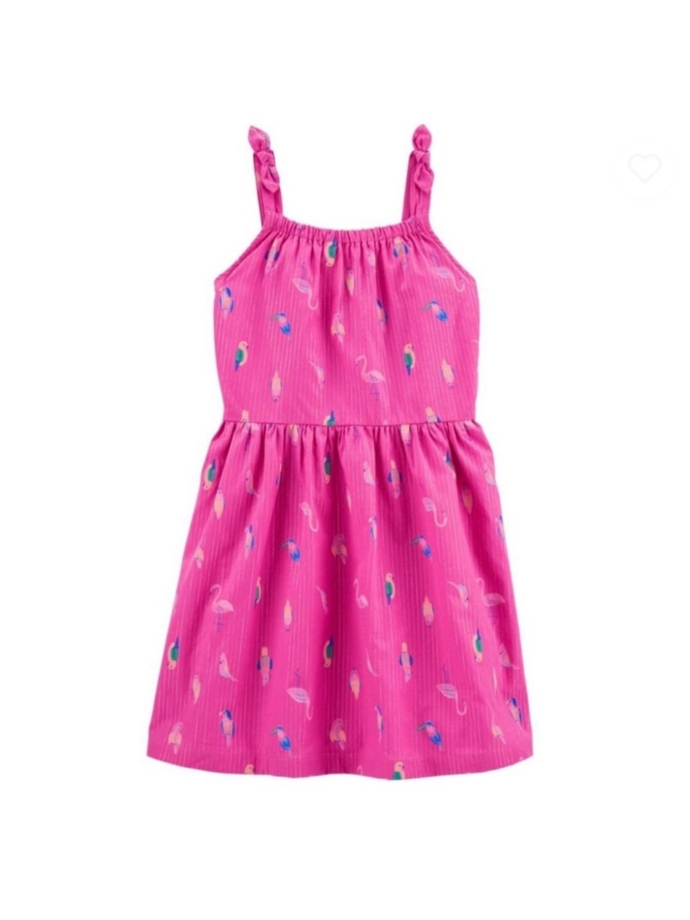 Carter’s Pink Tropical Birds Parrot Flamingo Summer Dress Tank Sundress Girls 8